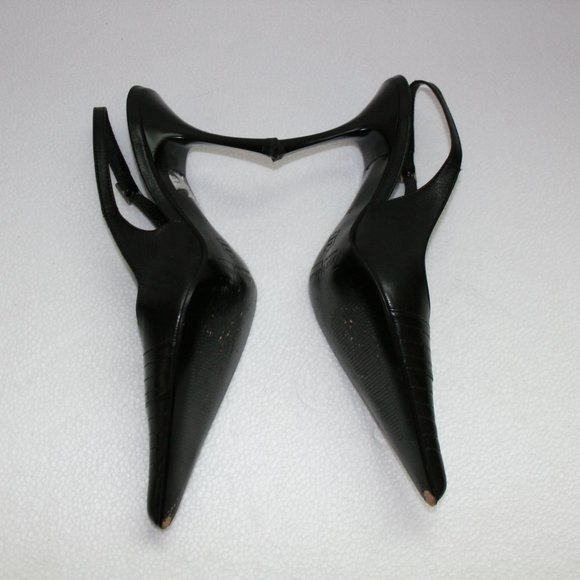 Roger Mohnani Black Leather Pumps /Italy Size 8/38 - Picture 3 of 10